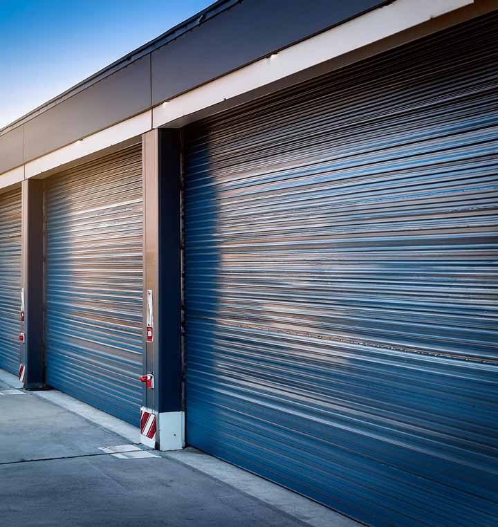 close up of garage doors on a warehouse